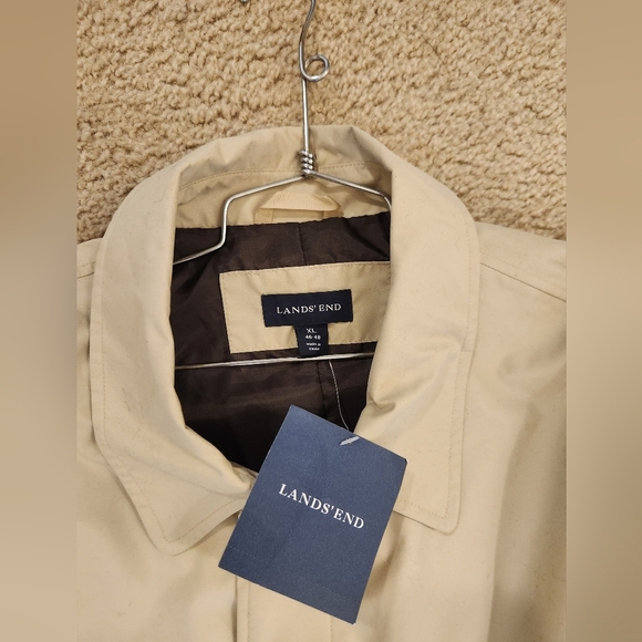 Womens Lands End Beige Tan Trench Coat NWT Size XL #L585 - Picture 2 of 6